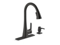 KOHLER K-R26281-SD-BL Maxton Touchless pull-down kitchen faucet with soap/lotion dispenser In Matte Black