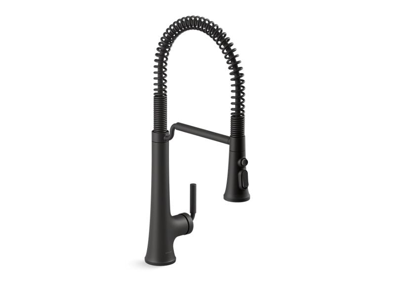 KOHLER K-23765-BL Matte Black Tone Semi-professional pull-down kitchen sink faucet with three-function sprayhead
