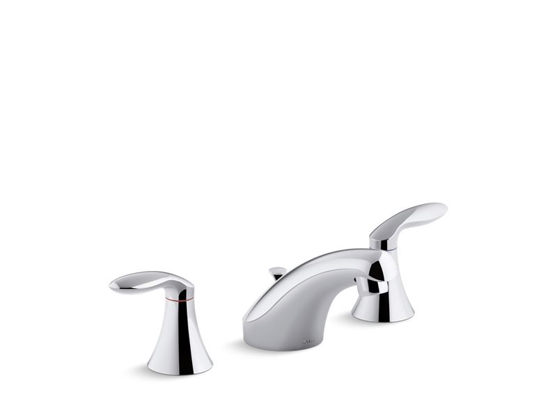 KOHLER K-15261-4RA-CP Polished Chrome Coralais Widespread bathroom sink faucet with lever handles, pop-up drain and lift rod