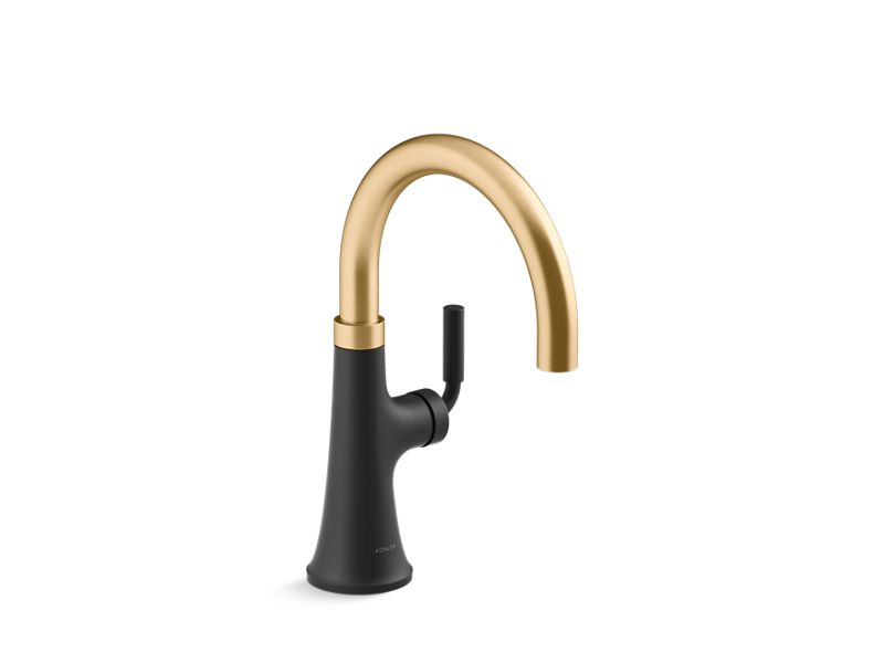 KOHLER K-23767-BMB Matte Black with Moderne Brass Tone Single-handle bar sink faucet