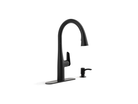 KOHLER K-R30573-SD-BL Matte Black Easmor Pull-down kitchen sink faucet