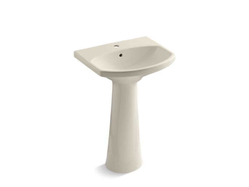 KOHLER K-2362-1-47 Almond Cimarron Pedestal bathroom sink with single faucet hole