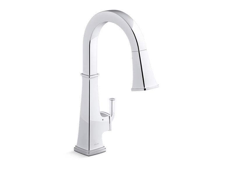 KOHLER K-23832-WB-CP Polished Chrome Riff Touchless pull-down kitchen sink faucet with KOHLER Konnect and three-function sprayhead