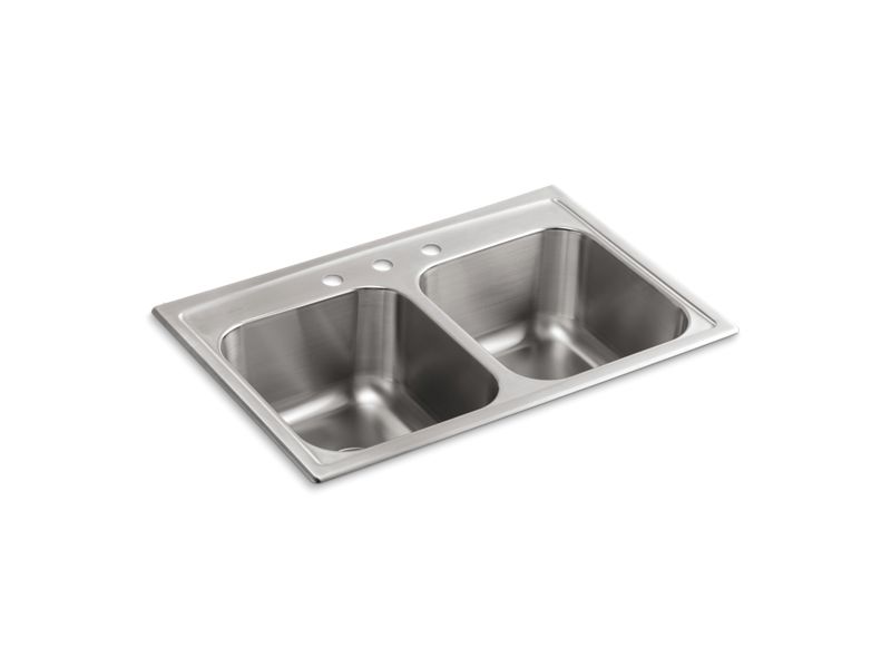 KOHLER K-3847-3-NA Toccata 33" x 22" x 9-1/4" top-mount double-equal kitchen sink