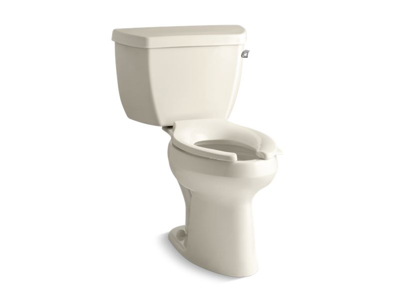 KOHLER K-3519-TR-47 Almond Highline Classic Two-piece elongated chair height toilet with tank cover locks