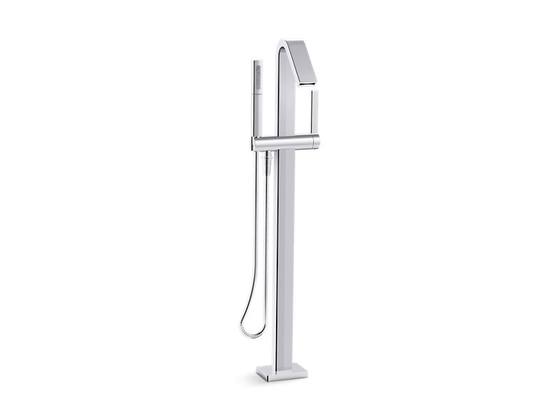 KOHLER K-T97330-4-CP Loure Floor-Mount Bath Filler Trim With Handshower In Polished Chrome