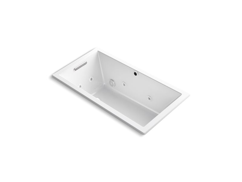 KOHLER K-1168-XHGH-0 White Underscore 60" x 32" Heated BubbleMassage air bath with whirlpool, end drain