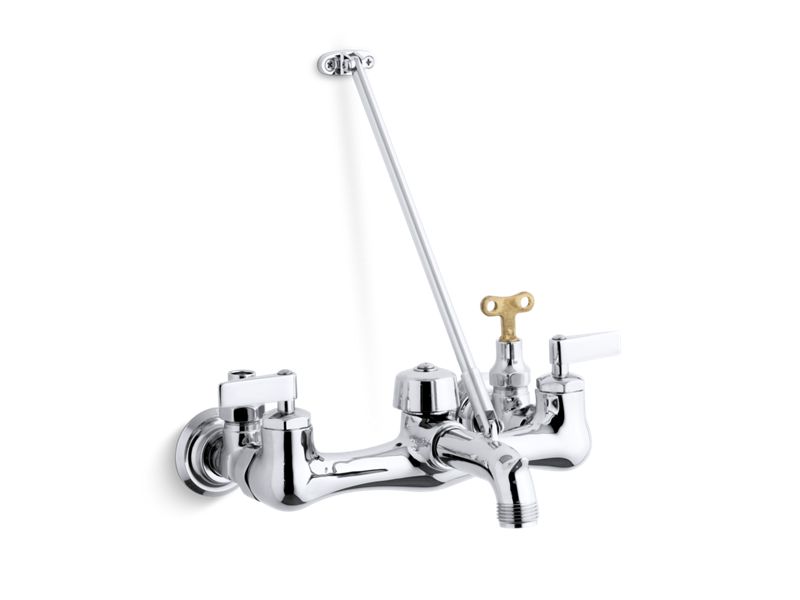 KOHLER K-8908-CP Kinlock Double lever handle service sink faucet with top-mounted wall brace and loose-key stops