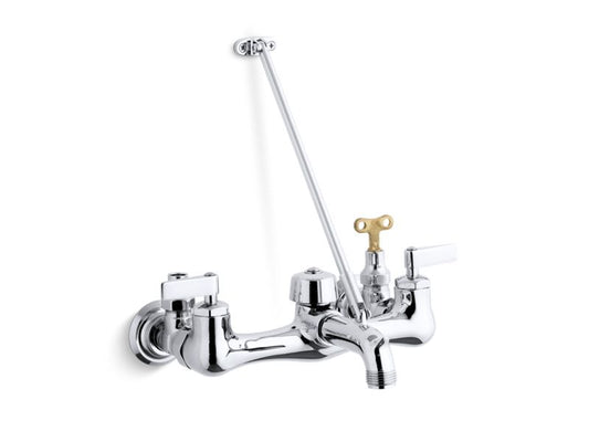 KOHLER K-8908-CP Kinlock Double lever handle service sink faucet with top-mounted wall brace and loose-key stops