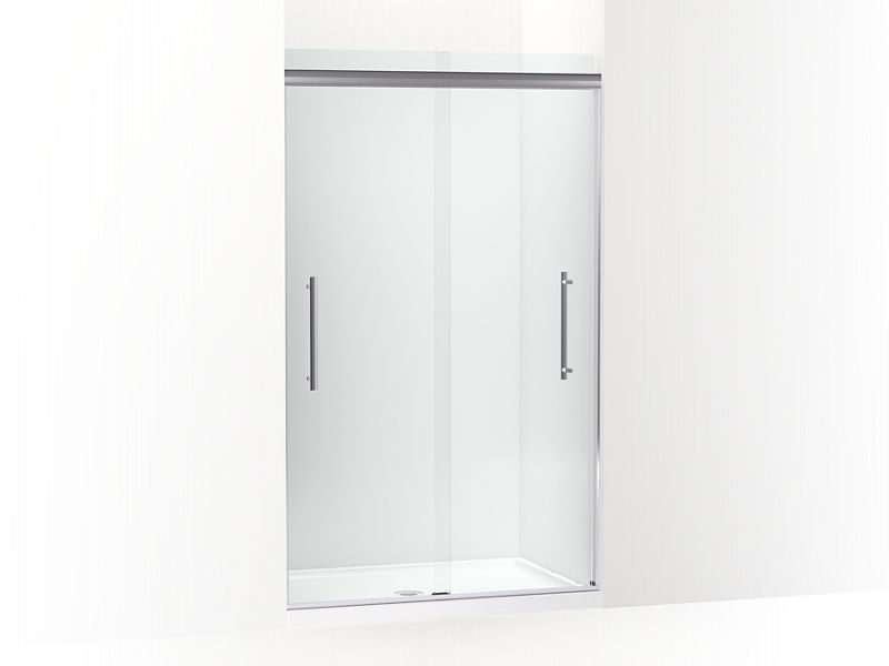 KOHLER K-707601-8L-SHP Bright Polished Silver Pleat Frameless sliding shower door, 79-1/16" H x 44-5/8 - 47-5/8" W, with 5/16" thick Crystal Clear glass