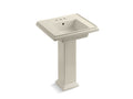 KOHLER Tresham K-2844-4-47 Almond 24" square pedestal bathroom sink
