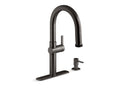 KOHLER K-R22153-SD-BLS Rune Pull-down kitchen sink faucet with two-function sprayhead In Black Stainless