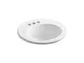 KOHLER K-2202-4-0 Brookline 19" diameter drop-in bathroom sink with 4" centerset faucet holes