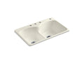 KOHLER K-6626-4-96 Langlade 33" x 22" x 9-5/8" top-mount Smart Divide double-equal kitchen sink with 3 faucet holes and one accessory hole