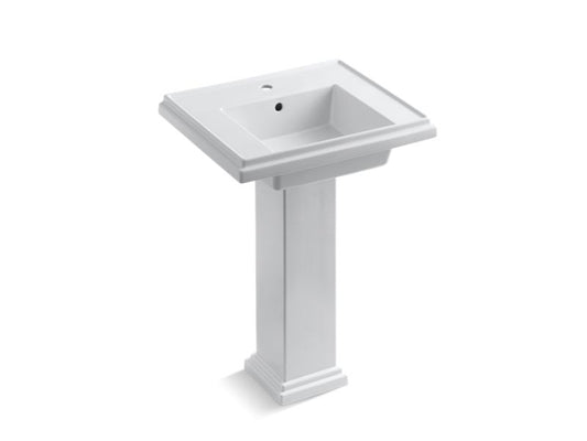 KOHLER K-2844-1-0 White Tresham 24" pedestal bathroom sink with single faucet hole