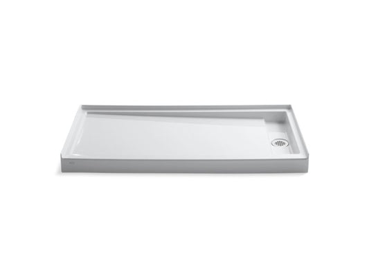 KOHLER K-9948-0 White Groove 60" x 32" single threshold right-hand drain shower base