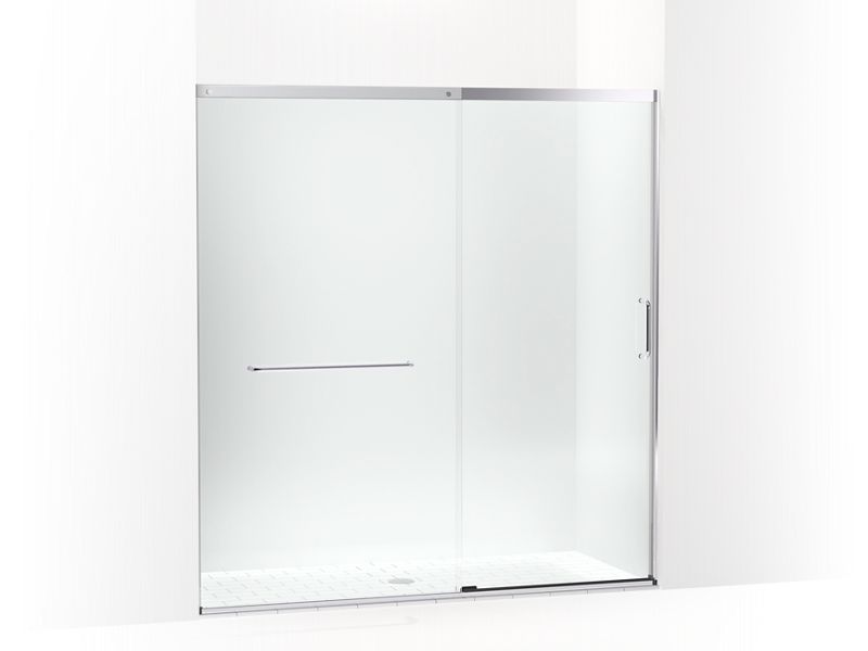 KOHLER K-707617-8L-SH Bright Silver Elate Tall Sliding shower door, 75-1/2" H x 68-1/4 - 71-5/8" W, with heavy 5/16" thick Crystal Clear glass