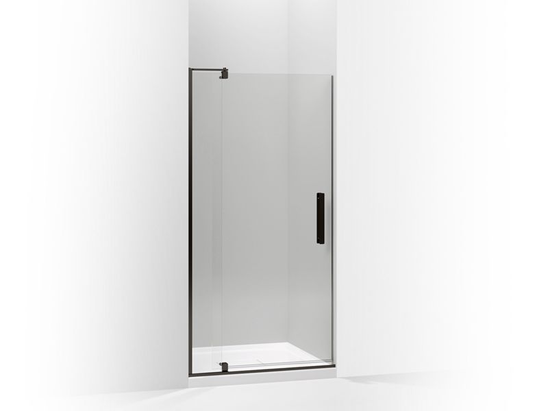 KOHLER K-707510-L-ABZ Anodized Dark Bronze Revel Pivot shower door, 70" H x 31-1/8 - 36" W, with 1/4" thick Crystal Clear glass