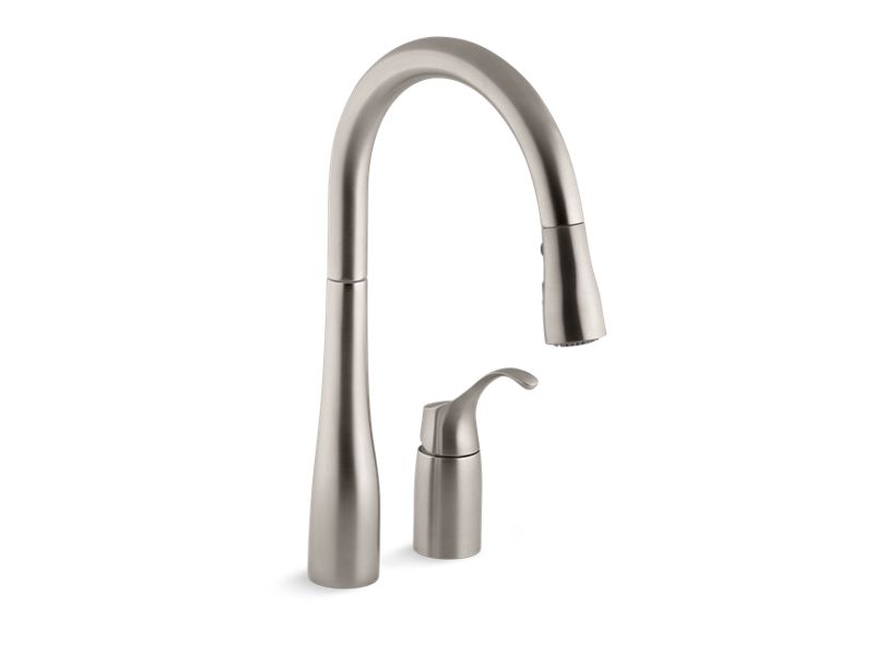 KOHLER K-647-VS Vibrant Stainless Simplice Pull-down kitchen sink faucet with three-function sprayhead