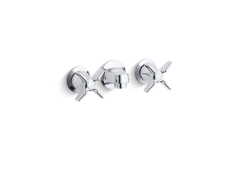 KOHLER K-8046-3N-CP Triton 0.5 gpm shelf-back commercial bathroom sink faucet with grid drain and cross handles