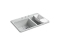 KOHLER K-8669-3A2-95 Riverby 33" Top-Mount Double-Bowl Workstation Kitchen Sink In Ice Grey