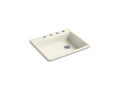 KOHLER K-5479-4-96 Riverby 25" Top-Mount Single-Bowl Kitchen Sink In Biscuit