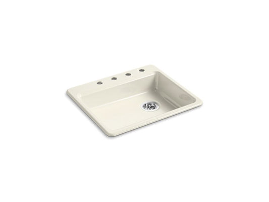 KOHLER K-5479-4-96 Biscuit Riverby 25" top-mount single-bowl kitchen sink