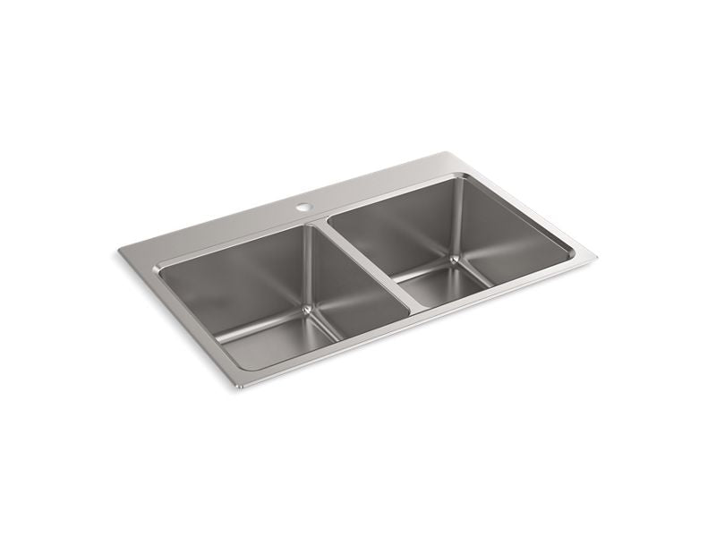 KOHLER K-31465-1-NA Not Applicable Prologue 33" x 22" x 9" top-mount/undermount double-equal kitchen sink