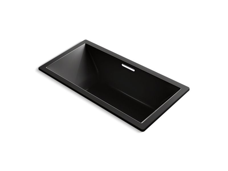 KOHLER K-1835-GHVB-7 Underscore 72" X 36" Drop-In Vibracoustic Bath With Heated Bubblemassage In Black Black