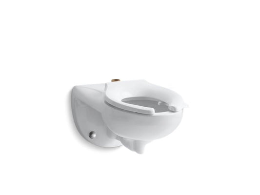 KOHLER K-4325-L-0 White Kingston Wall-mount top spud flushometer bowl with bedpan lugs