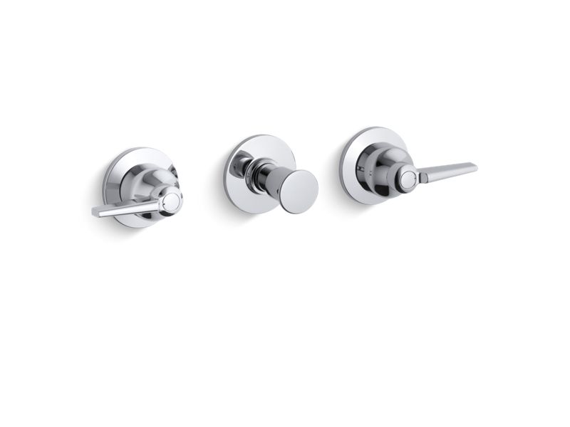 KOHLER K-T7751-4-CP Polished Chrome Triton Wall-mount valve trim with push button diverter and lever handles, requires valve