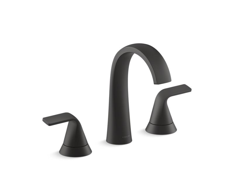 KOHLER K-R30579-4D-BL Cursiva Widespread Bathroom Sink Faucet, 1.2 Gpm - Matte Black