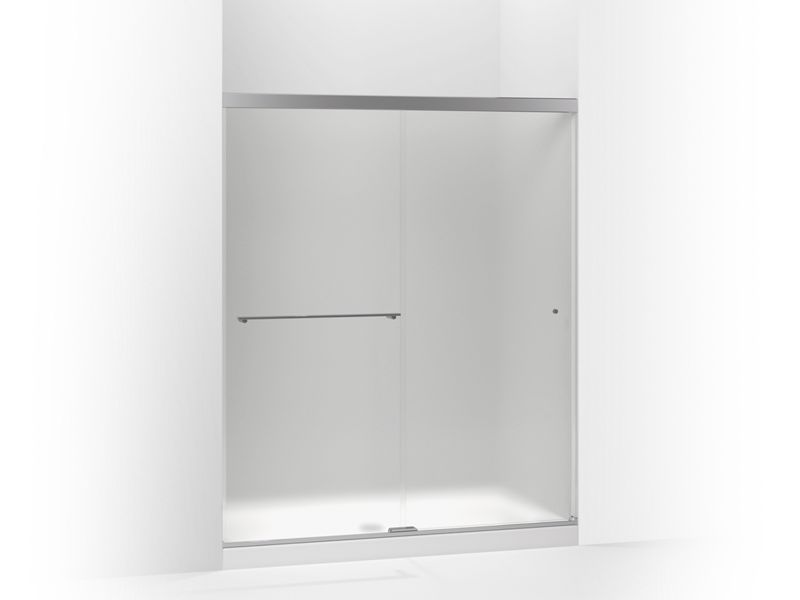 KOHLER K-707206-D3-SHP Bright Polished Silver Revel Sliding shower door, 76" H x 56-5/8 - 59-5/8" W, with 5/16" thick Frosted glass