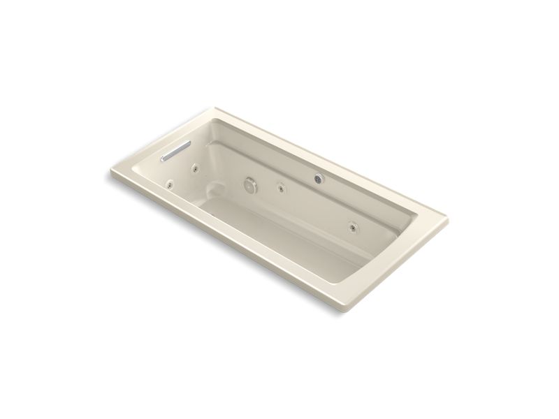 KOHLER Archer K-1949-XHGH-47 Almond 66" x 32" drop-in Heated BubbleMassage air bath with whirlpool