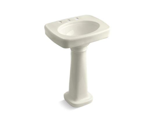 KOHLER K-2338-8-96 Bancroft 24" pedestal bathroom sink with 8" widespread faucet holes