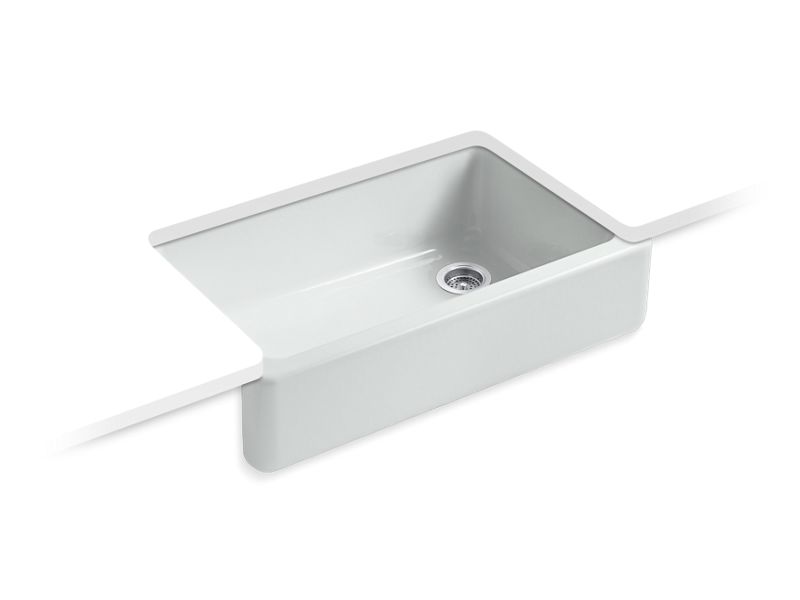 KOHLER K-6489-95 Ice Grey Whitehaven 35-3/4" undermount single-bowl farmhouse kitchen sink