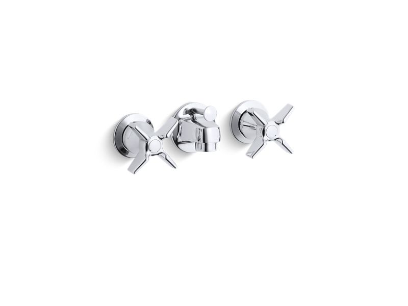 KOHLER K-8040-3N-CP Triton 0.5 gpm shelf-back commercial bathroom sink faucet with pop-up drain and cross handles