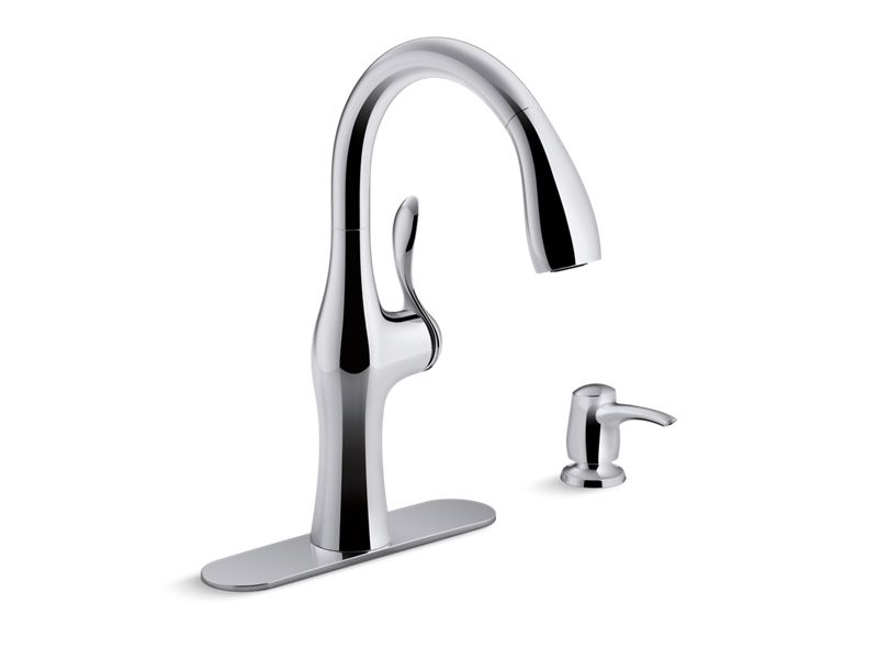 KOHLER K-R45350-SD-CP Alma Pull-down kitchen sink faucet with two-function sprayhead In Polished Chrome