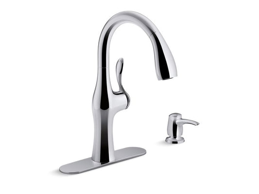 KOHLER K-R45350-SD-CP Alma Pull-down kitchen sink faucet with two-function sprayhead In Polished Chrome