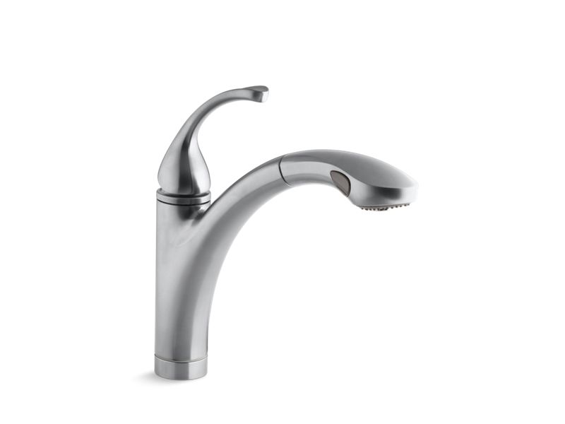 KOHLER K-10433-G Forte single-hole or 3-hole kitchen sink faucet with 10-1/8" pull-out spray spout