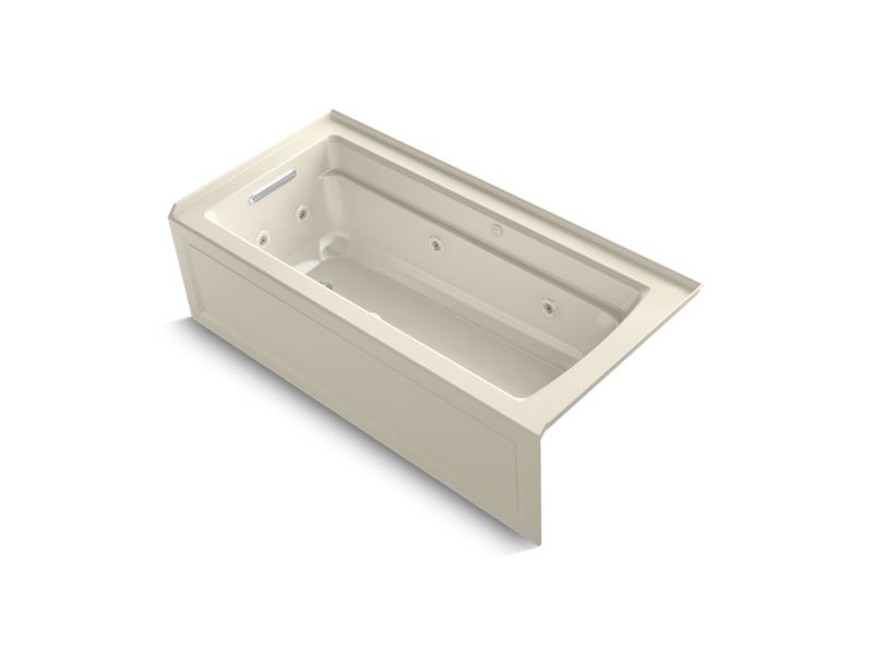 KOHLER Archer K-1949-XGHLA-47 Almond 66" x 32" alcove Heated BubbleMassage air bath and whirlpool, left drain