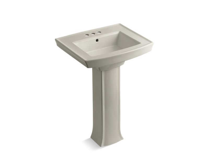 KOHLER Archer K-2359-4-G9 Sandbar 24" rectangular pedestal bathroom sink
