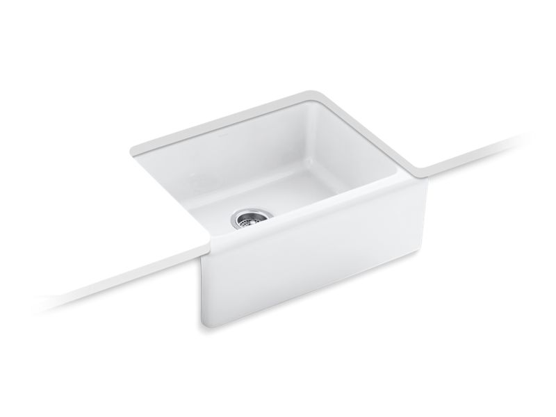 KOHLER K-6573-5U-0 Alcott 25-1/4" x 22" x 8-5/8" undermount single-bowl farmhouse kitchen sink with 5 oversize faucet holes