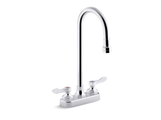 KOHLER K-400T70-4ANL-CP Polished Chrome Triton Bowe 0.5 gpm centerset bathroom sink faucet with laminar flow, gooseneck spout and lever handles, drain not included