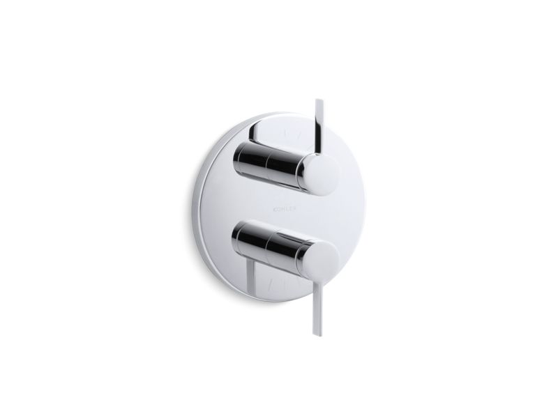 KOHLER K-T10941-4-CP Stillness Valve trim with lever handles for stacked valve, requires valve