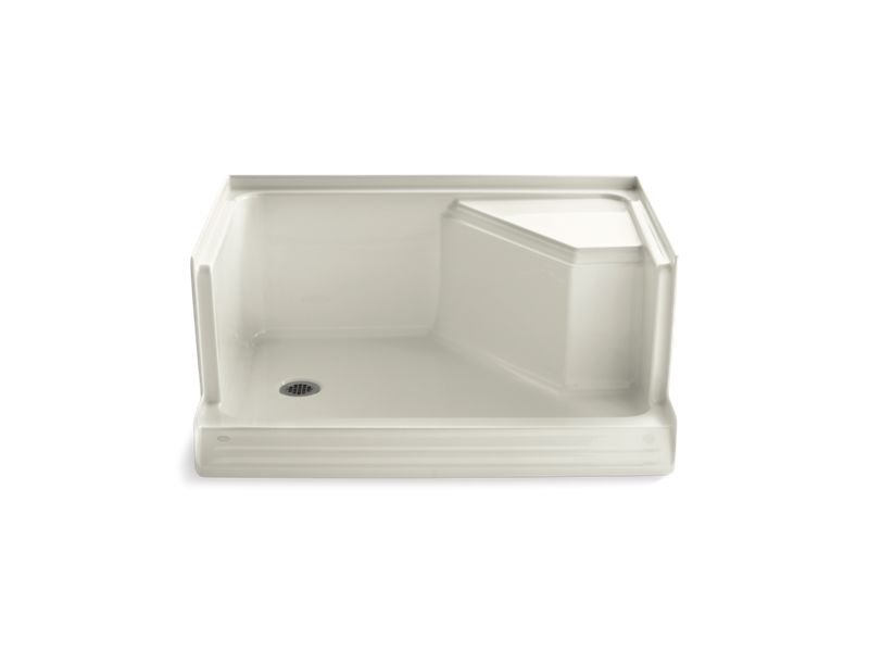 KOHLER K-9486-96 Memoirs 48" x 36" single threshold left-hand drain shower base with integral seat at right