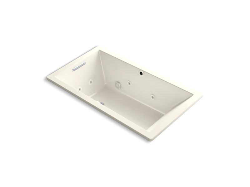 KOHLER K-1173-XHGH-96 Biscuit Underscore 66" x 36" Heated BubbleMassage air bath with whirlpool, end drain