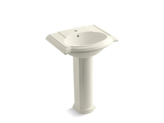 KOHLER K-2286-1-96 Biscuit Devonshire 24" pedestal bathroom sink with single faucet hole