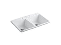 KOHLER K-5873-4-0 Deerfield 33" Top-Mount Double-Bowl Kitchen Sink In White