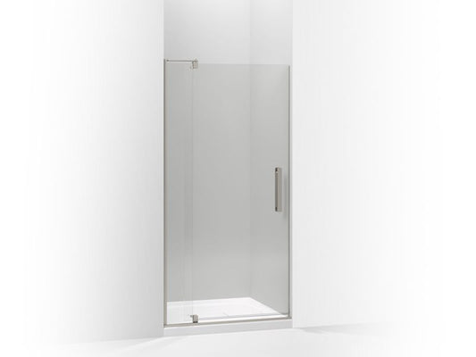 KOHLER K-707536-L-BNK Anodized Brushed Nickel Revel Pivot shower door, 74" H x 35-1/8 - 40" W, with 5/16" thick Crystal Clear glass